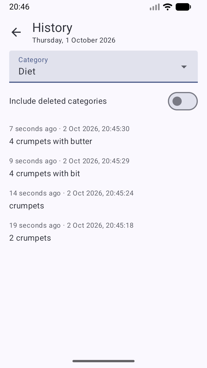 History screen